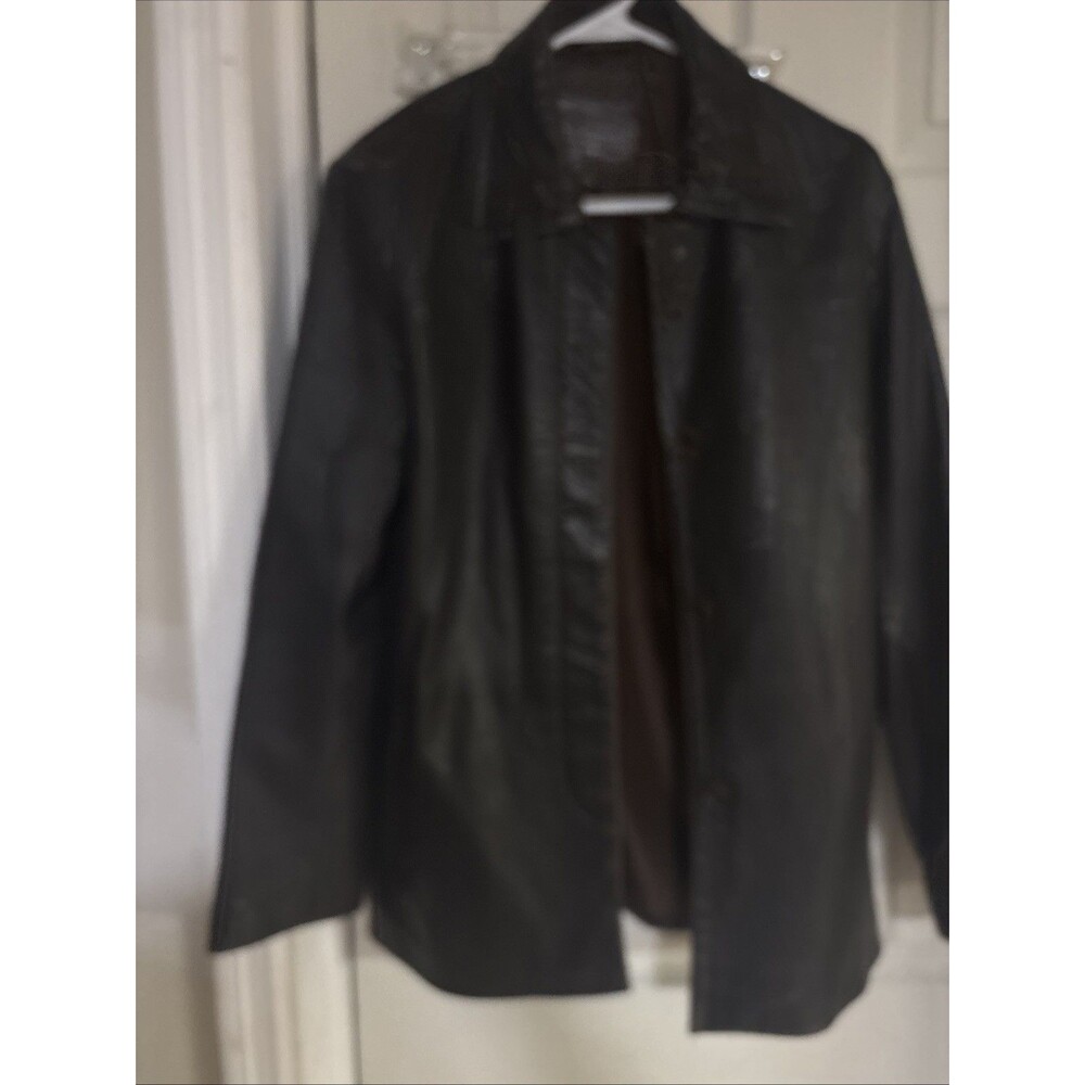 Coach Leather Jacket Womens Small Brown Blazer Button Front Made USA 1941